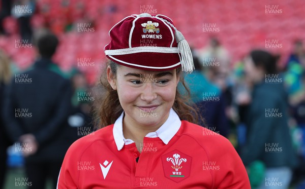 130424 - Ireland  v Wales, Guinness Women’s 6 Nations - Gwennan Hopkins of Wales with her first cap after the match