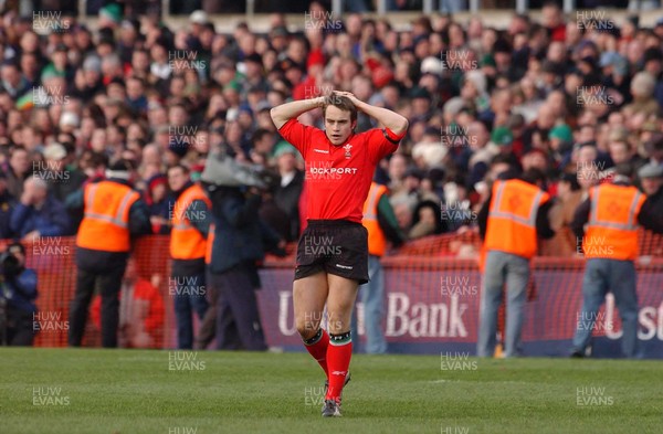 22.02.04  Ireland v Wales  What a difference a week makes...Rhys Williams dejected at the end of the game, the week before he was all smiles after scoring two tries againts the Scottish.  Huw Evans,Cardiff