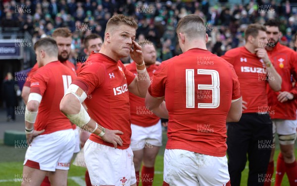 240218 - Ireland v Wales - NatWest 6 Nations 2018 - Gareth Anscombe of Wales looks dejected