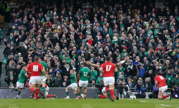 240218 - Ireland v Wales - Natwest 6 Nations - Ireland fans celebrate