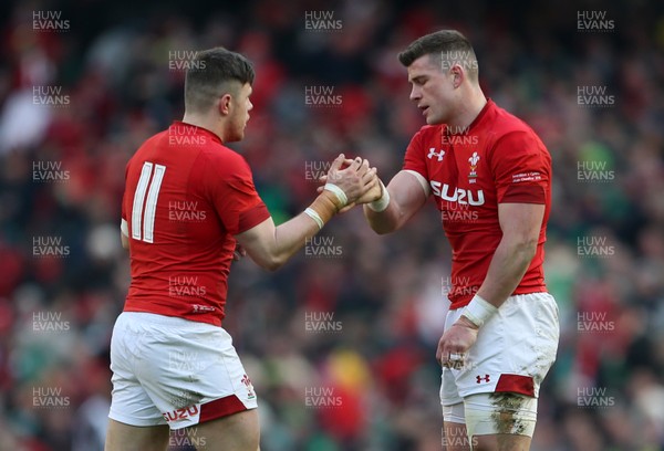 240218 - Ireland v Wales - Natwest 6 Nations - Steff Evans and Scott Williams of Wales