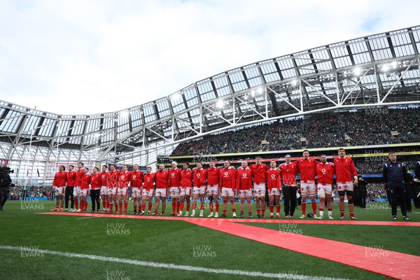 240224 - Ireland v Wales - Guinness 6 Nations Championship - Wales sing the anthem