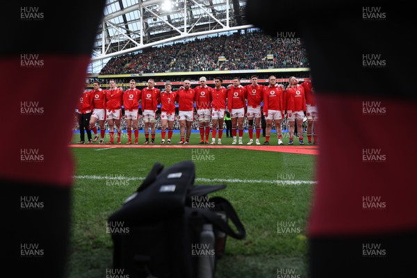 240224 - Ireland v Wales - Guinness 6 Nations Championship - Wales sing the anthem