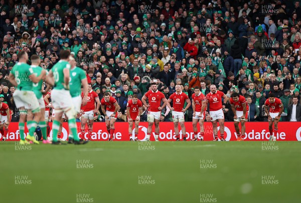 240224 - Ireland v Wales - Guinness 6 Nations Championship - Wales after Ireland�s last try