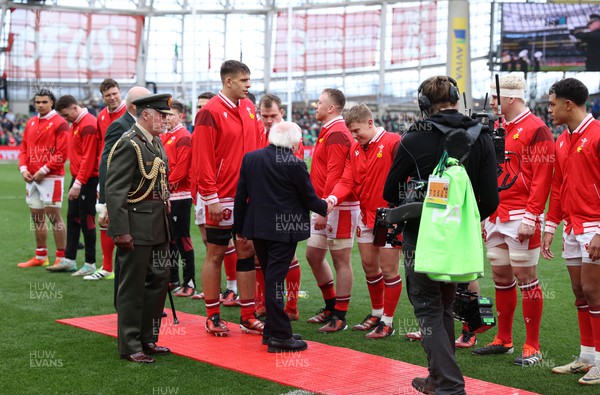 240224 - Ireland v Wales - Guinness 6 Nations Championship - President of Ireland meets Sam Costelow of Wales 