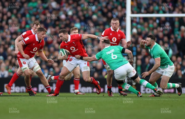 240224 - Ireland v Wales - Guinness 6 Nations Championship - George North of Wales is tackled by Peter O�Mahony of Ireland 