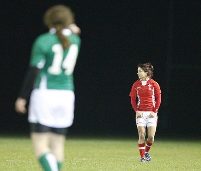 03.02.12 - Ireland Women v Wales Women - Women's Six Nations.Niamh Kavanagh of Ireland identifies her opposite number Rosie Fletcher of Wales .