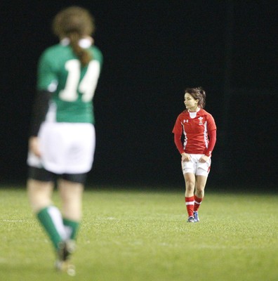 03.02.12 - Ireland Women v Wales Women - Women's Six Nations.Niamh Kavanagh of Ireland identifies her opposite number Rosie Fletcher of Wales .