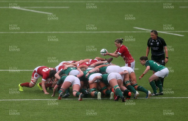 090220 - Ireland Women v Wales Women - Women's 6 Nations Championship - Keira Bevan of Wales puts the ball into the scrum