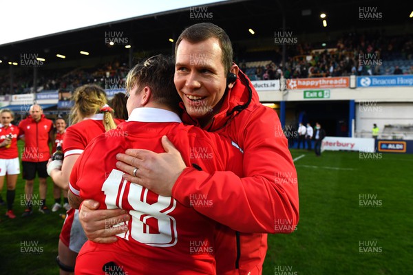 260322 - Ireland Women v Wales Women - TikTok Women’s Six Nations - Ioan Cunningham and Donna Rose of Wales celebrate at the end of the game