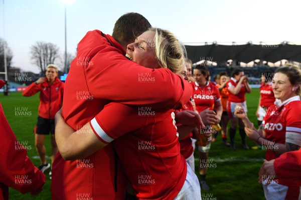 260322 - Ireland Women v Wales Women - TikTok Women’s Six Nations - Ioan Cunningham and Alex Callender of Wales celebrate at the end of the game