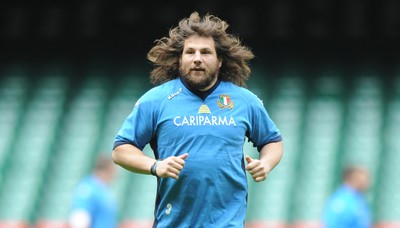 19.03.10 - Italy Rugby Training - Martin Castrogiovanni in action during training. 