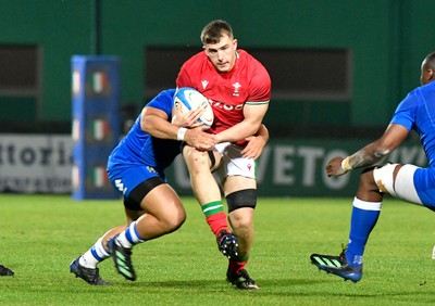 100323 - Italy U20 v Wales U20 - Under 20 Six Nations - Morgan Morse of Wales is tackled byGiovanni Quattrini of Italy 