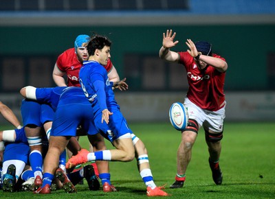 100323 - Italy U20 v Wales U20 - Under 20 Six Nations - Sebastiano Battara of Italy kicks