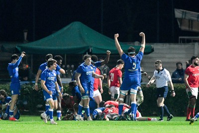 100323 - Italy U20 v Wales U20 - Under 20 Six Nations - Italian players celebrate