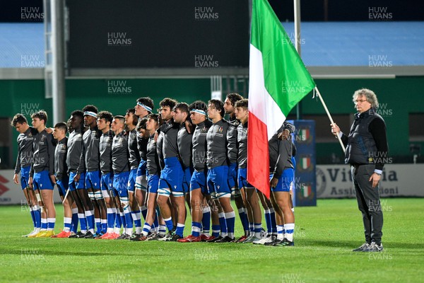 100323 - Italy U20 v Wales U20 - Under 20 Six Nations - Italy line up for the anthems