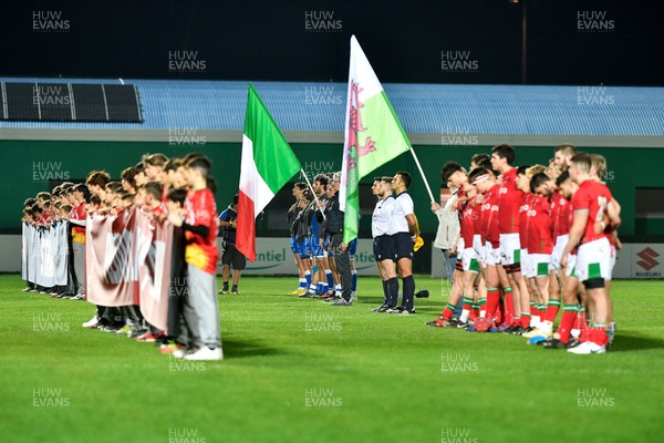 100323 - Italy U20 v Wales U20 - Under 20 Six Nations - Teams line up for the anthems