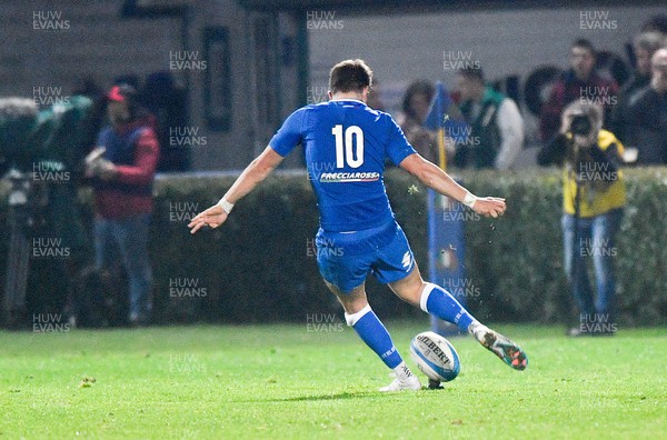 100323 - Italy U20 v Wales U20 - Under 20 Six Nations - Giovanni Sante of Italy kicks for goal