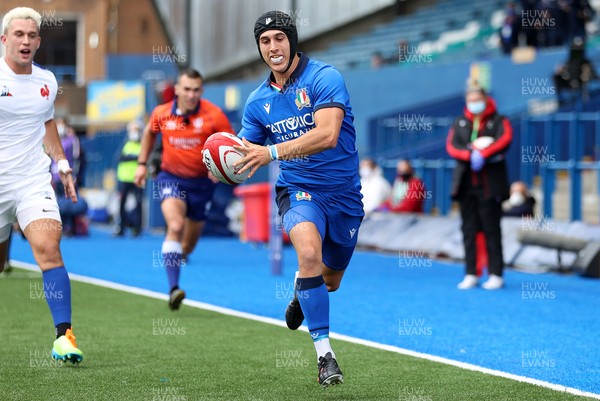 250621 - Italy U20s v France U20s - U20s 6 Nations Championship - Simone Gesi of Italy runs in to score a try