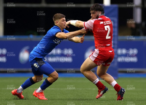 190621 - Italy U20s v Wales U20s - U20s 6 Nations Championship - Efan Daniel of Wales gets away with the ball