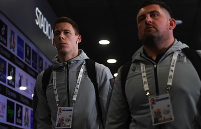 110323 - Italy v Wales - Guinness Six Nations - Liam Williams and Wyn Jones arrive