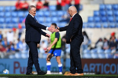 110323 - Italy v Wales - Guinness Six Nations - Italy head coach Kieran Crowley and Wales head coach Warren Gatland during the warm up