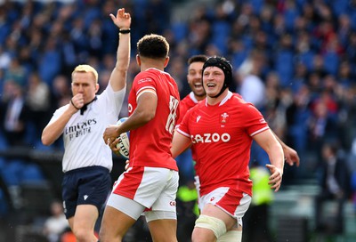 110323 - Italy v Wales - Guinness Six Nations - Rio Dyer of Wales celebrates try with team mates