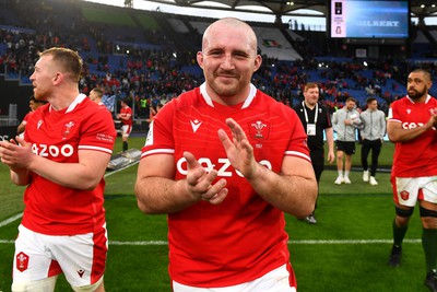 110323 - Italy v Wales - Guinness Six Nations - Dillon Lewis of Wales at the end of the game