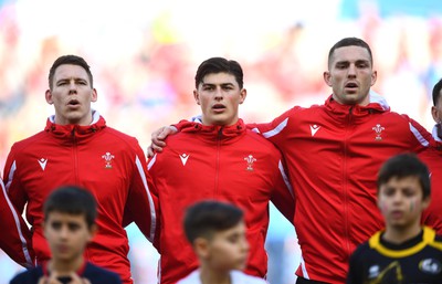 110323 - Italy v Wales - Guinness Six Nations - Louis Rees-Zammit during the anthems