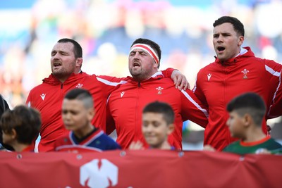 110323 - Italy v Wales - Guinness Six Nations - Ken Owens and Wyn Jones during the anthems