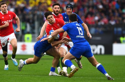 110323 - Italy v Wales - Guinness Six Nations - Louis Rees-Zammit of Wales