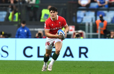 110323 - Italy v Wales - Guinness Six Nations - Louis Rees-Zammit of Wales