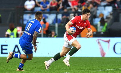 110323 - Italy v Wales - Guinness Six Nations - Louis Rees-Zammit of Wales