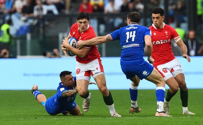 110323 - Italy v Wales - Guinness Six Nations - Louis Rees-Zammit of Wales