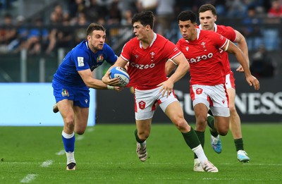 110323 - Italy v Wales - Guinness Six Nations - Louis Rees-Zammit of Wales