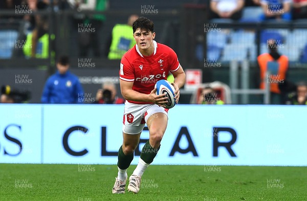 110323 - Italy v Wales - Guinness Six Nations - Louis Rees-Zammit of Wales