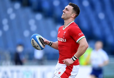 130321 - Italy v Wales - Guinness Six Nations - George North of Wales celebrates scoring try