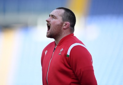 130321 - Italy v Wales - Guinness Six Nations - Ken Owens of Wales belts out the national anthem