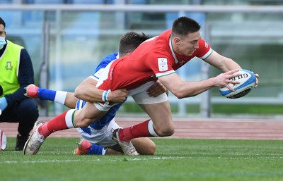 130321 - Italy v Wales - Guinness Six Nations - Josh Adams of Wales scores a try