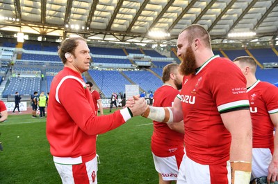 130321 - Italy v Wales - Guinness Six Nations - Alun Wyn Jones and Jake Ball of Wales at full time