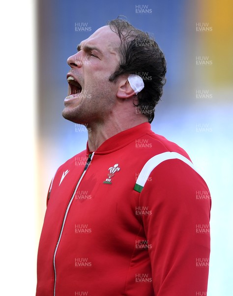 130321 - Italy v Wales - Guinness Six Nations - Alun Wyn Jones of Wales during the anthems