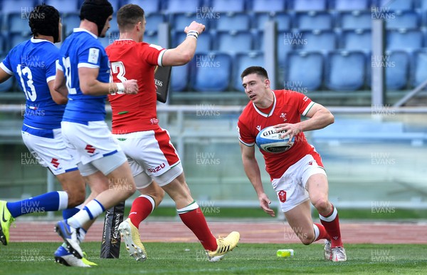 130321 - Italy v Wales - Guinness Six Nations - Josh Adams of Wales celebrates try with George North