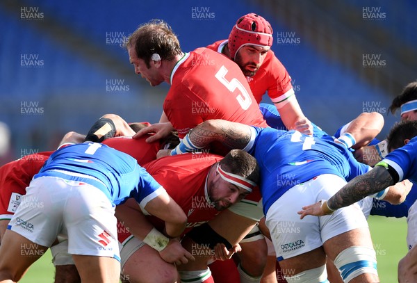 130321 - Italy v Wales - Guinness Six Nations - Wyn Jones, Alun Wyn Jones and Cory Hill of Wales during a maul