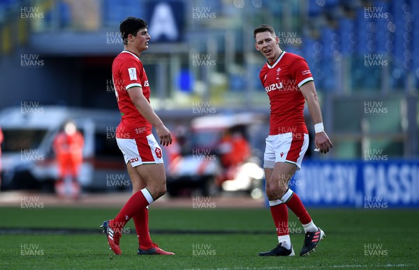 130321 - Italy v Wales - Guinness Six Nations - Louis Rees-Zammit and Liam Williams of Wales