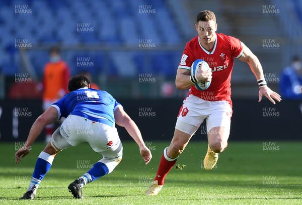 130321 - Italy v Wales - Guinness Six Nations - George North of Wales takes on Michele Lamaro of Italy