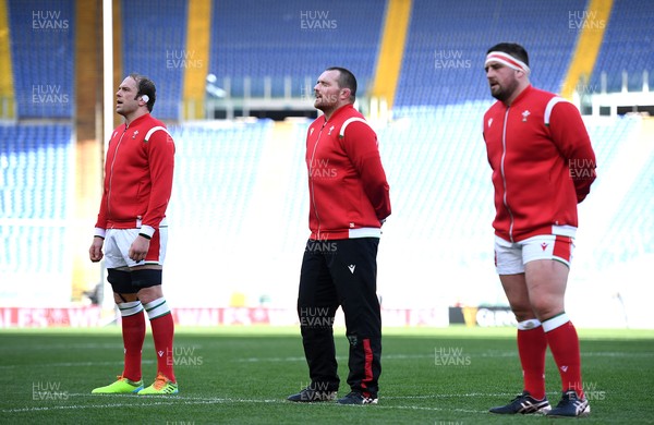 130321 - Italy v Wales - Guinness Six Nations - Alun Wyn Jones, Ken Owens and Wyn Jones of Wales during the anthems