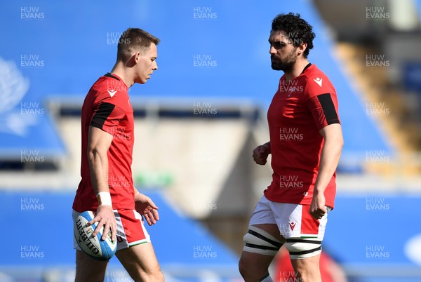 130321 - Italy v Wales - Guinness Six Nations - Liam Williams and Cory Hill of Wales during the warm up