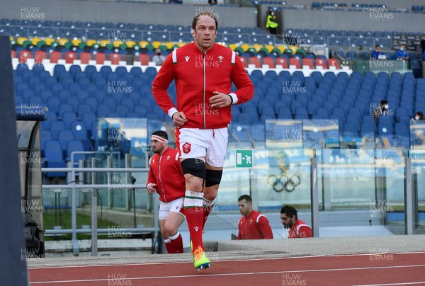 130321 - Italy v Wales - Guinness Six Nations - Alun Wyn Jones of Wales runs out onto the pitch at the start of the match
