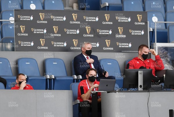 130321 - Italy v Wales - Guinness Six Nations - Wales head coach Wayne Pivac watches on from the stands