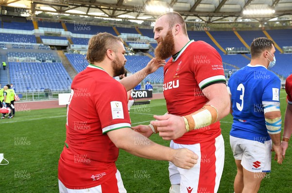 130321 - Italy v Wales - Guinness Six Nations - Tomas Francis and Jake Ball of Wales at full time